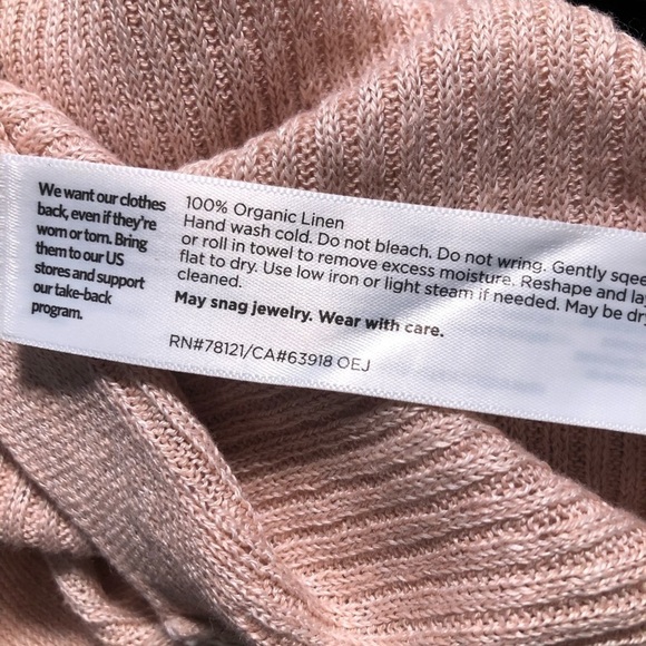Eileen Fisher Powder Pink Round Neck 100% Organic Linen Tunic Sweater Pullover - Picture 10 of 10